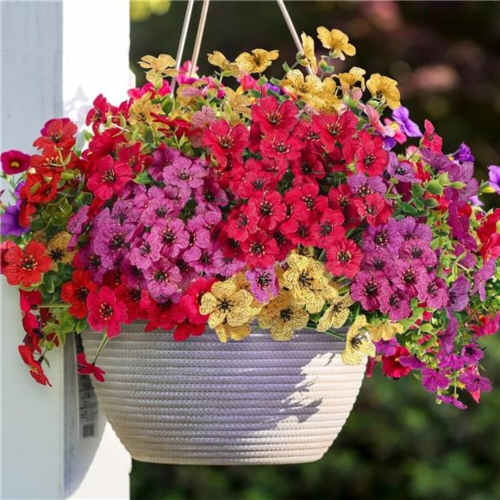 24 Bundles Artificial Faux Flowers for Outdoors Decor UV Resistant Eucalyptus